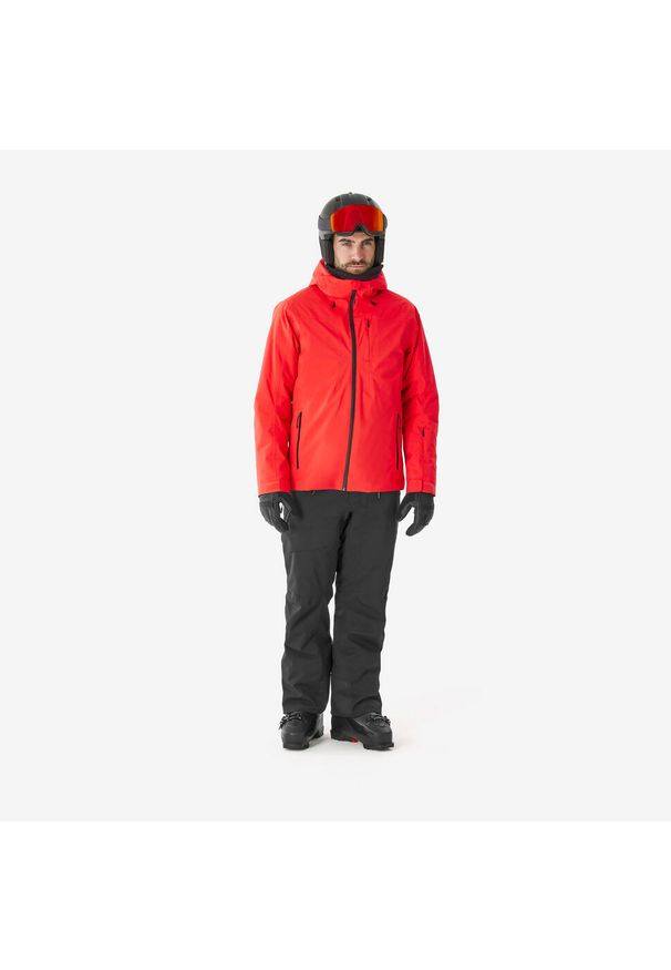 WEDZE - Kurtka narciarska i snowboardowa męska Quechua 500. Kolor: czerwony. Materiał: tkanina, materiał, włókno, skóra, syntetyk. Sezon: zima. Sport: narciarstwo, snowboard