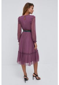 Nissa - NISSA - Sukienka. Kolor: fioletowy. Materiał: tkanina. Długość rękawa: długi rękaw. Wzór: gładki. Typ sukienki: rozkloszowane #3