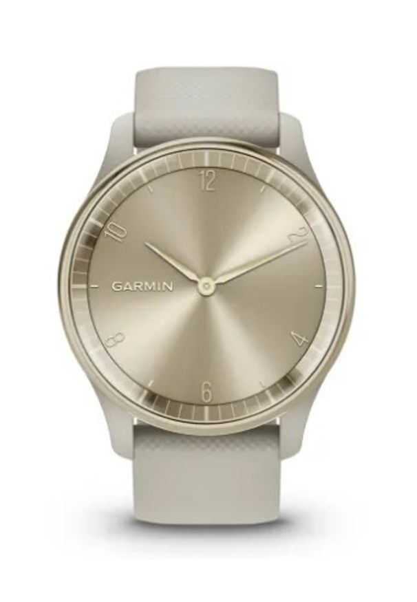 GARMIN - Garmin vivomove Trend (kremowozłota ramka / beżowoszara koperta / beżowoszary pasek). Rodzaj zegarka: analogowe. Kolor: szary. Styl: retro, młodzieżowy, klasyczny