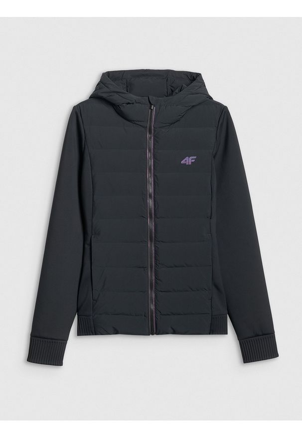 4f - 4F Kurtka z wypełnieniem syntetycznym damska - czarna XL. Okazja: na co dzień. Kolor: czarny. Materiał: syntetyk. Styl: casual