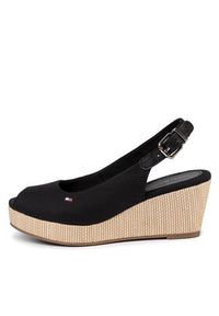 TOMMY HILFIGER - Tommy Hilfiger Espadryle Iconic Elba Sling Back Wedge FW0FW04788 Czarny. Kolor: czarny. Materiał: materiał