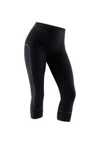 DOMYOS - Legginsy 7/8 slim Gym & Pilates damskie. Kolor: czarny. Materiał: bawełna, poliester, materiał, elastan, poliamid. Sport: joga i pilates