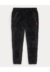 Ralph Lauren - RALPH LAUREN - Czarne spodnie z pluszu. Kolor: czarny. Wzór: haft #6