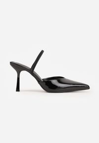 Renee - Czarne Szpilki z Odkrytą Piętą i Lakierowanym Połyskiem Kianise. Okazja: na co dzień, na imprezę. Kolor: czarny. Materiał: lakier. Obcas: na szpilce. Styl: rockowy, elegancki, casual, wizytowy #8