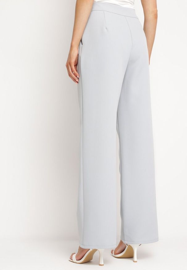 Born2be - Szare Spodnie Garniturowe z Kieszeniami Letiza. Okazja: na spotkanie biznesowe, do pracy. Stan: podwyższony. Kolor: szary. Styl: elegancki, klasyczny, biznesowy