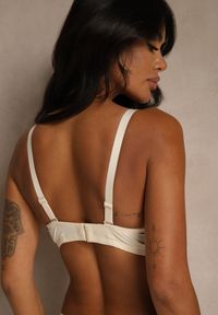 Renee - Beżowy Biustonosz Ozdobiony Koronką i Kokardką Aqiany. Kolor: beżowy. Materiał: koronka. Wzór: koronka, aplikacja #4