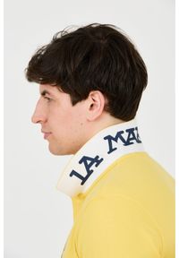 La Martina - LA MARTINA Żółte męskie polo z dużym logo, Rozmiar L. Typ kołnierza: polo. Kolor: żółty #6