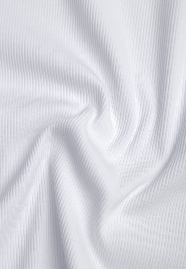 Renee - Biały Bawełniany T-shirt o Dopasowanym Kroju z Prążkowanego Materiału Lailya. Kolor: biały. Materiał: prążkowany, materiał, bawełna. Styl: elegancki