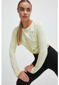 Mizuno longsleeve do biegania Impulse Core kolor żółty. Kolor: żółty. Materiał: skóra. Długość rękawa: długi rękaw
