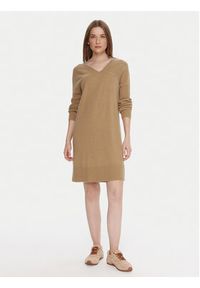United Colors of Benetton - United Colors Of Benetton Sukienka dzianinowa 1044DV02C Beżowy Relaxed Fit. Kolor: beżowy. Materiał: wełna #3