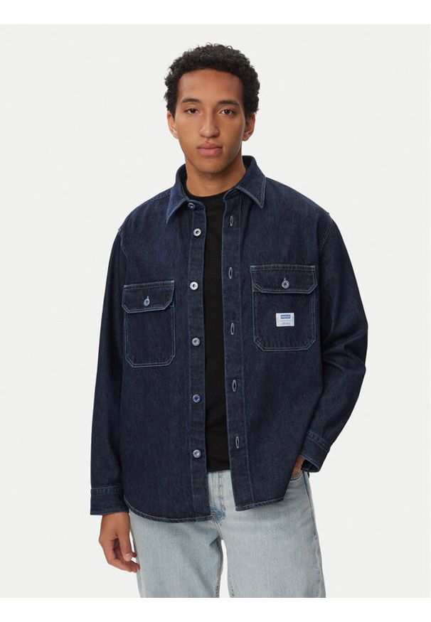 Hugo - HUGO Koszula jeansowa Ebolt 50556349 Granatowy Oversize. Kolor: niebieski. Materiał: bawełna