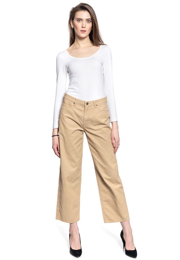 Lee - LEE WIDE LEG DAMSKIE SPODNIE SZTRUKSOWE L30SQM63 112106683. Materiał: sztruks