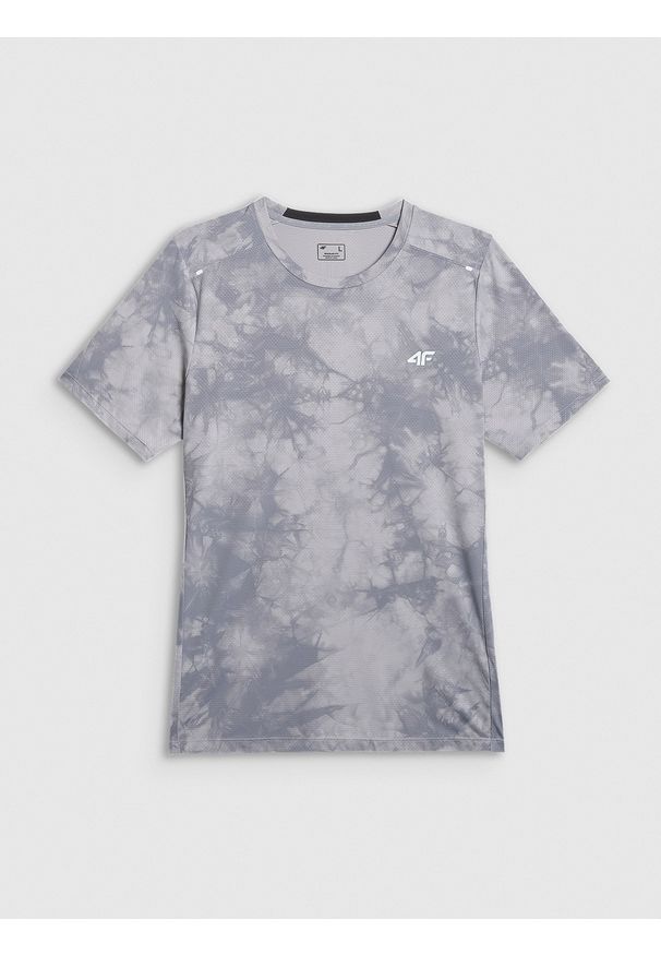 4f - 4F Koszulka treningowa regular szybkoschnąca męska - szara XXL. Kolor: szary. Materiał: materiał, włókno. Sport: fitness