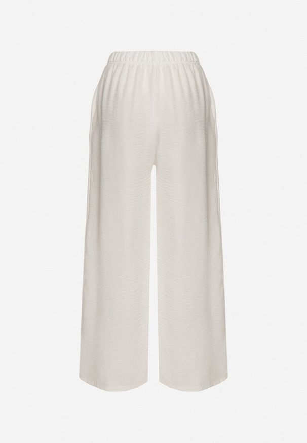 Born2be - Białe Szerokie Spodnie Palazzo z Wysokim Stanem Aranwenna. Okazja: na co dzień, na spacer. Stan: podwyższony. Kolor: biały. Styl: casual, elegancki