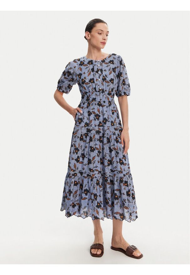 Pepe Jeans Sukienka letnia Eva PL953695 Błękitny Regular Fit. Kolor: niebieski. Materiał: bawełna. Sezon: lato