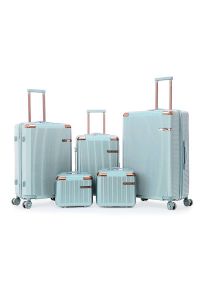 Betlewski - Duży zestaw walizek i kuferków BETLEWSKI ZEST BWA-029 5 turkusowy. Kolor: turkusowy. Materiał: materiał