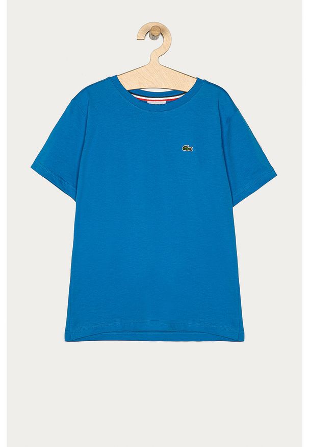 Lacoste - T-shirt dziecięcy 98-164 cm. Okazja: na co dzień. Kolor: niebieski. Materiał: bawełna, materiał, dzianina. Wzór: gładki. Styl: casual