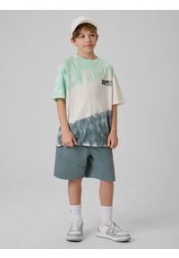 4f - 4F T-shirt loose z nadrukiem chłopięcy - zielony 146/152 (10-12 lat). Okazja: na co dzień. Kolor: zielony. Materiał: materiał, bawełna, dzianina. Wzór: nadruk. Sezon: lato. Styl: casual #2