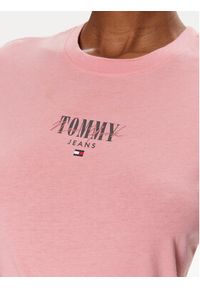 Tommy Jeans T-Shirt Essential DW0DW17839 Różowy Slim Fit. Kolor: różowy. Materiał: syntetyk, bawełna