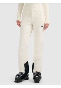 4f - 4F Spodnie narciarskie softshell membrana 10000 damskie - beżowe L. Stan: podwyższony. Kolor: beżowy. Materiał: softshell. Wzór: gładki. Sezon: zima. Sport: narciarstwo #2