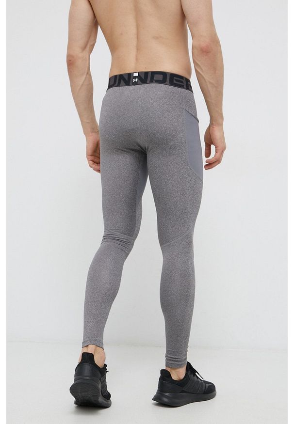 Under Armour Legginsy męskie kolor szary gładkie. Kolor: szary. Wzór: gładki