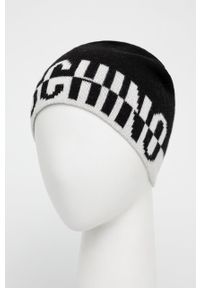 MOSCHINO - Moschino czapka z domieszką wełny kolor czarny z domieszką wełny. Kolor: czarny. Materiał: wełna #3