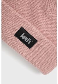 Levi's® - Levi's Czapka wełniana kolor różowy z grubej dzianiny wełniana. Kolor: różowy. Materiał: wełna, dzianina. Styl: biznesowy