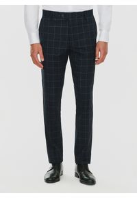 Pako Lorente - PAKO LORENTE – Granatowe garniturowe spodnie męskie. Kolor: niebieski. Materiał: poliester, elastan, wiskoza