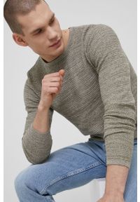PRODUKT by Jack & Jones - Produkt by Jack & Jones sweter bawełniany męski kolor zielony lekki. Okazja: na co dzień. Kolor: zielony. Materiał: bawełna. Długość rękawa: długi rękaw. Długość: długie. Wzór: melanż. Styl: casual