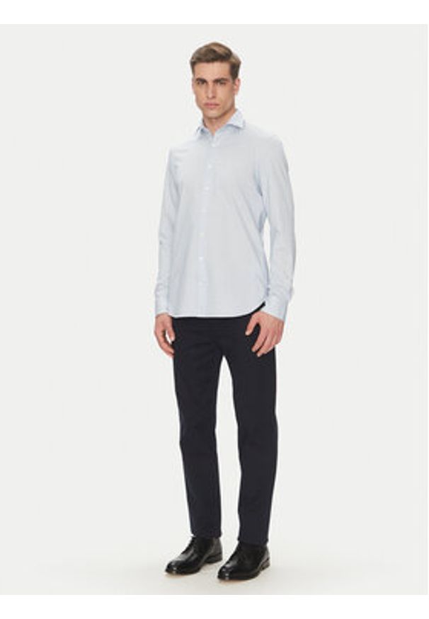 Michael Kors Koszula MK0DS01555 Błękitny Slim Fit. Kolor: niebieski. Materiał: syntetyk, bawełna