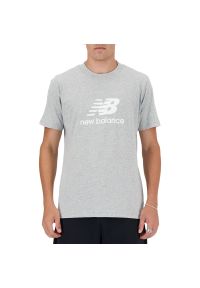 Koszulka New Balance MT41502AG - szara. Kolor: szary. Materiał: bawełna. Długość rękawa: krótki rękaw. Długość: krótkie