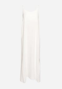 Born2be - Biała Taliowana Sukienka na Ramiączkach Rivaniell. Okazja: na imprezę, na co dzień. Kolor: biały. Materiał: jeans. Długość rękawa: na ramiączkach. Typ sukienki: oversize. Styl: elegancki, casual #4