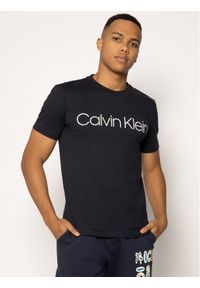 Calvin Klein T-Shirt Logo K10K104063 Granatowy Regular Fit. Kolor: niebieski. Materiał: bawełna