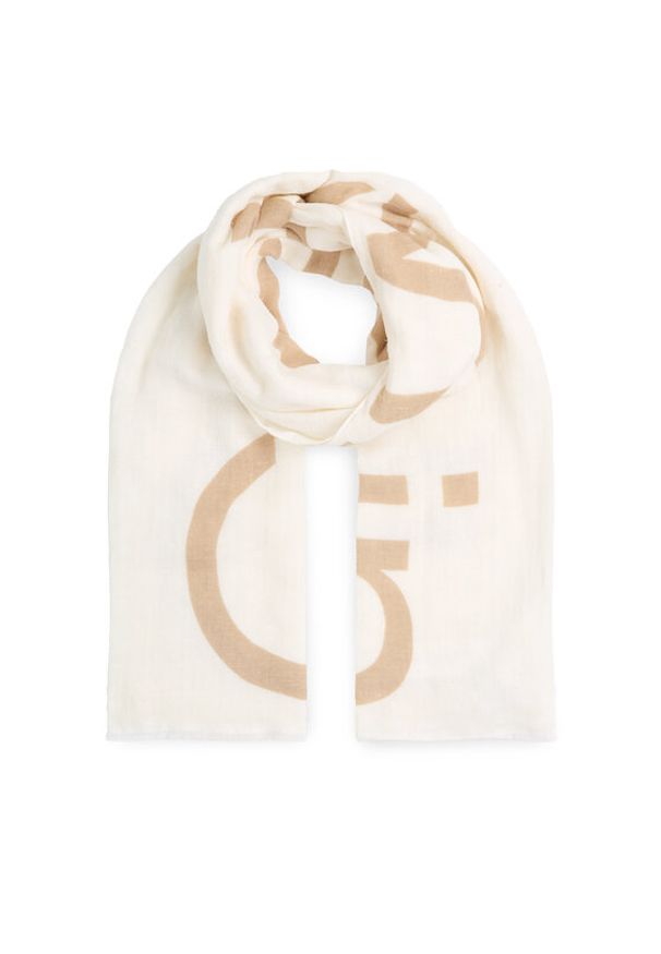 Calvin Klein Szal Bold Logo Cotton Hemp Scarf K60K612975 Écru. Materiał: bawełna, materiał