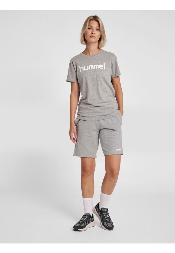 Koszulka sportowa z krótkim rękawem damska Hummel Cotton Logo. Kolor: szary. Długość rękawa: krótki rękaw. Długość: krótkie