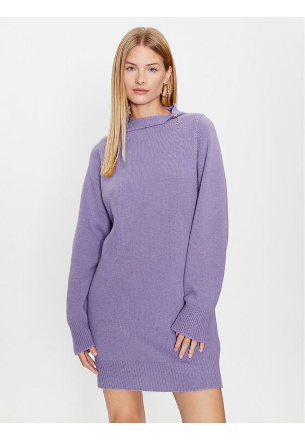 Liu Jo Sweter CF3049 MA62E Fioletowy Regular Fit. Kolor: fioletowy. Materiał: wełna, wiskoza