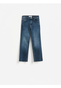 Reserved - Jeansy flare cropped - granatowy. Kolor: niebieski #1