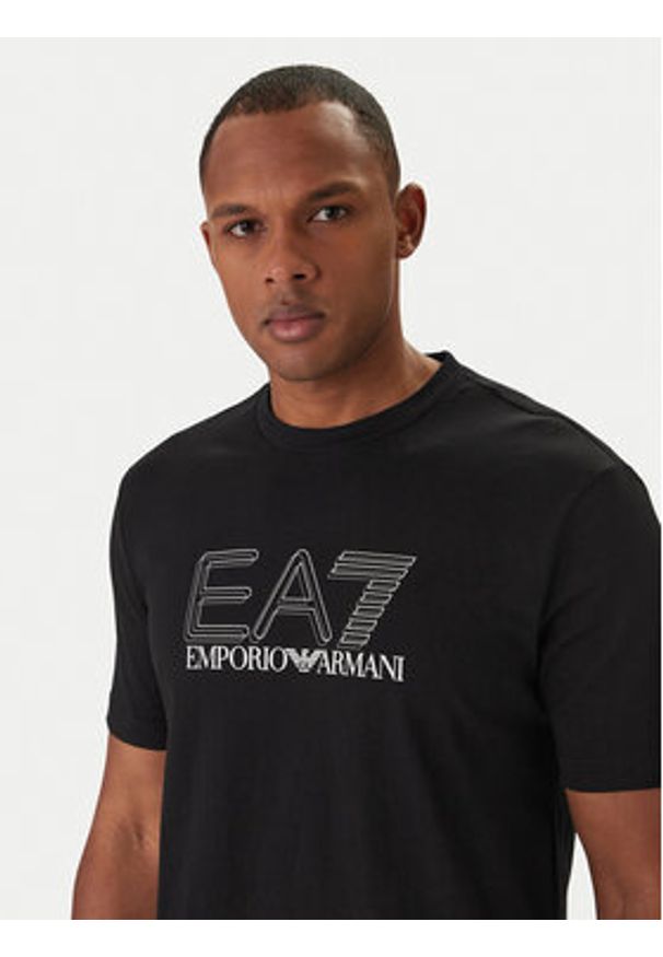 EA7 Emporio Armani T-Shirt 7M001307 AF10375 Czarny Regular Fit. Kolor: czarny. Materiał: bawełna