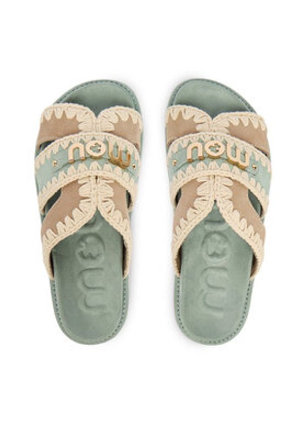 Mou Klapki MU.SW461014A Kolorowy. Materiał: skóra, zamsz. Wzór: kolorowy