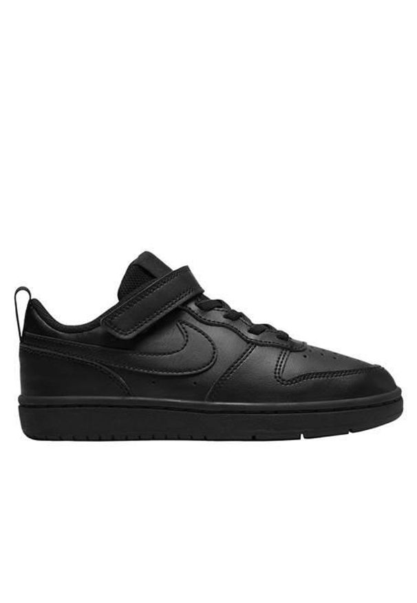 Buty do chodzenia dla dzieci Nike Court Borough Low 2 Psv. Zapięcie: sznurówki. Kolor: czarny. Materiał: tkanina, materiał, skóra, syntetyk. Szerokość cholewki: normalna. Model: Nike Court. Sport: turystyka piesza