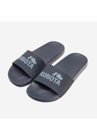 Klapki Kubota Granatowe. Okazja: na plażę. Kolor: niebieski. Materiał: materiał. Styl: elegancki