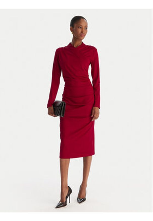 ACCESS FASHION Sukienka koktajlowa 54-3040-225 Czerwony Slim Fit. Kolor: czerwony. Materiał: syntetyk. Styl: wizytowy