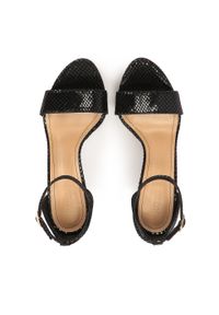 Kazar - Czarne sandały na platformie z tłoczonej skóry. Kolor: czarny. Materiał: skóra. Obcas: na platformie. Styl: wizytowy. Wysokość obcasa: wysoki #4