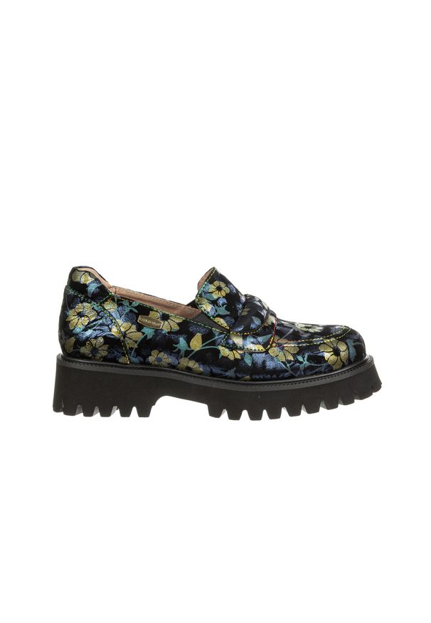 Mokasyny Laura Vita Ifcigo 43 Bleu 202096, Niebieski, Skóra naturalna - 37. Zapięcie: bez zapięcia. Kolor: niebieski. Materiał: skóra. Szerokość cholewki: normalna. Wzór: kwiaty. Styl: elegancki