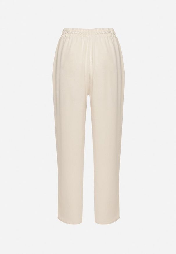 Born2be - Jasnobeżowe Szerokie Spodnie z Bawełną i Wysokim Stanem Neorenna. Okazja: na co dzień. Stan: podwyższony. Kolor: beżowy. Materiał: bawełna. Styl: casual