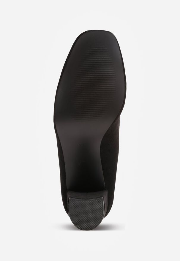 Renee - Czarne Casualowe Czółenka na Słupku ze Skórzaną Wkładką Maicie. Okazja: na co dzień. Zapięcie: bez zapięcia. Kolor: czarny. Materiał: skóra. Obcas: na słupku. Styl: casual. Wysokość obcasa: średni