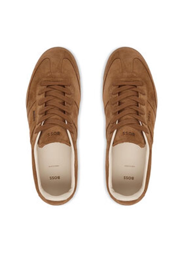 BOSS Sneakersy Brenta 50536645 Brązowy. Kolor: brązowy. Materiał: skóra, zamsz