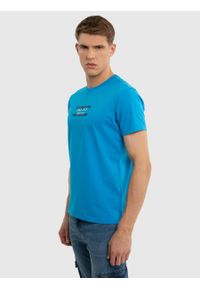 Big-Star - Koszulka męska z nadrukiem niebieska Relef 401. Okazja: na co dzień. Kolor: niebieski. Materiał: dzianina, jeans, skóra. Wzór: nadruk. Styl: wakacyjny, casual, klasyczny #3