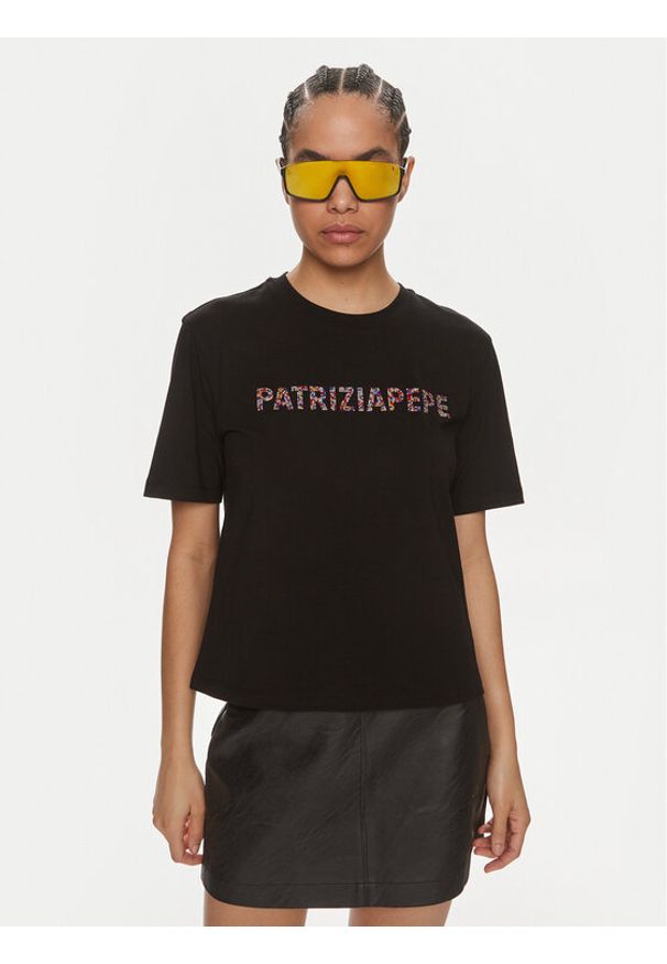 Patrizia Pepe T-Shirt 2M4389/J089-K103 Czarny Regular Fit. Kolor: czarny. Materiał: bawełna
