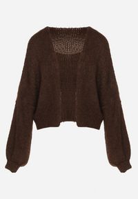 Born2be - Brązowy Kardigan Bez Zapięć z Dodatkowym Topem z Wełną i Wiskozą Fendorie. Kolor: brązowy. Materiał: wełna, wiskoza. Długość rękawa: na ramiączkach. Długość: długie. Styl: elegancki #6